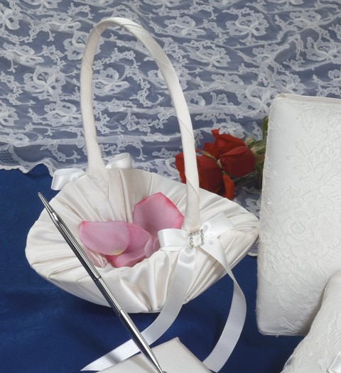 Satin Flower Basket w/ Buckle & Bow